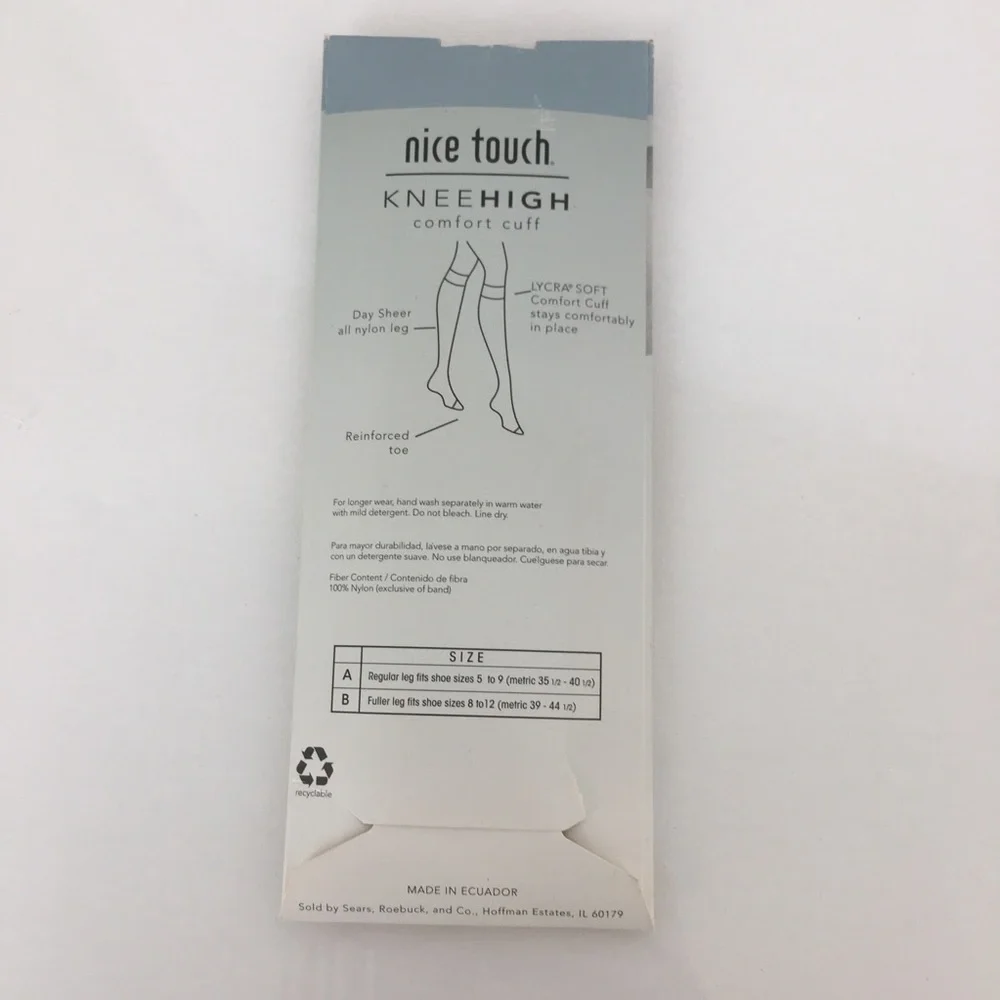 Vintage Nice Touch Set of 2 Control Top Nude Pantyhose Size D, E NEW & Kneehighs